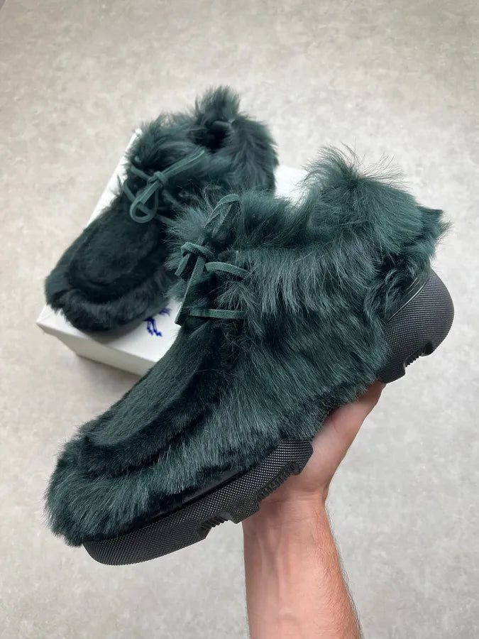 Burberry Prorsum Shearling Fur Dark Green Sneakers AtorUBi 0