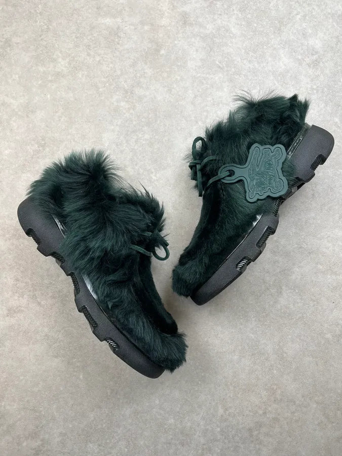 Burberry Prorsum Shearling Fur Dark Green Sneakers AtorUBi 1