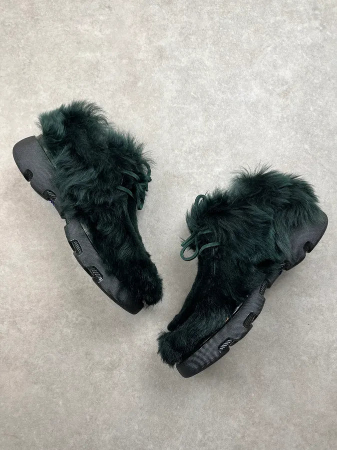 Burberry Prorsum Shearling Fur Dark Green Sneakers AtorUBi 2