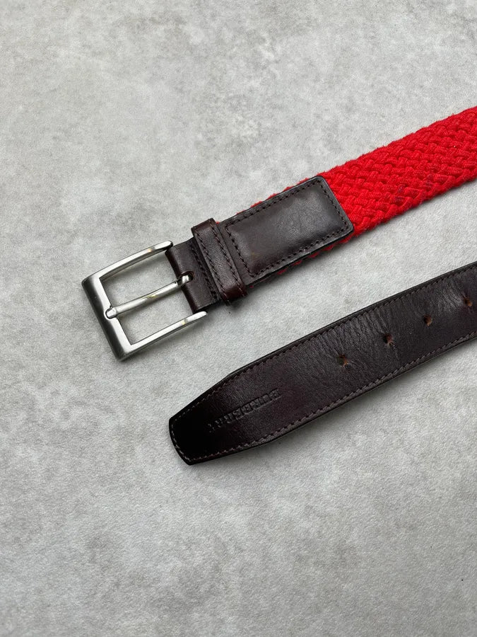 Burberry Rope Knit Red & Brown Leather Belt UlYGMjD 3