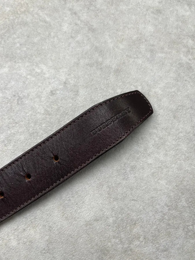 Burberry Rope Knit Red & Brown Leather Belt UlYGMjD 5