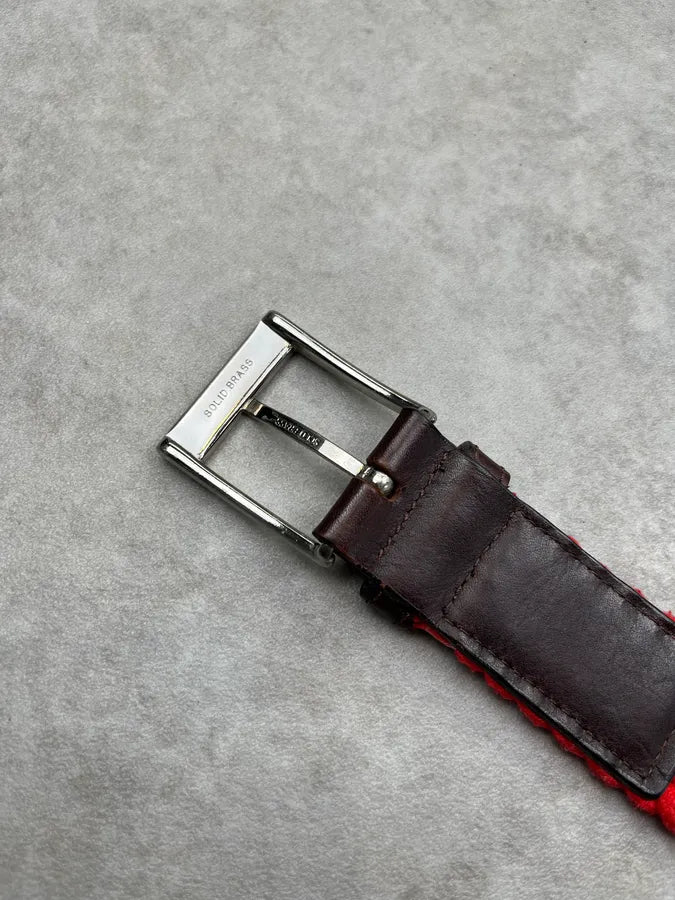 Burberry Rope Knit Red & Brown Leather Belt UlYGMjD 6