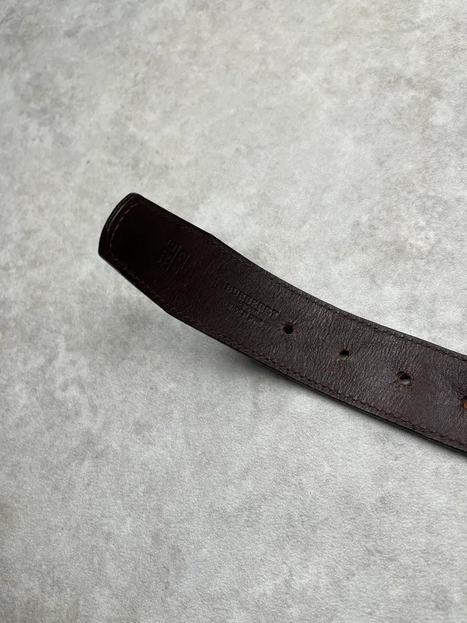 Burberry Rope Knit Red & Brown Leather Belt UlYGMjD 7