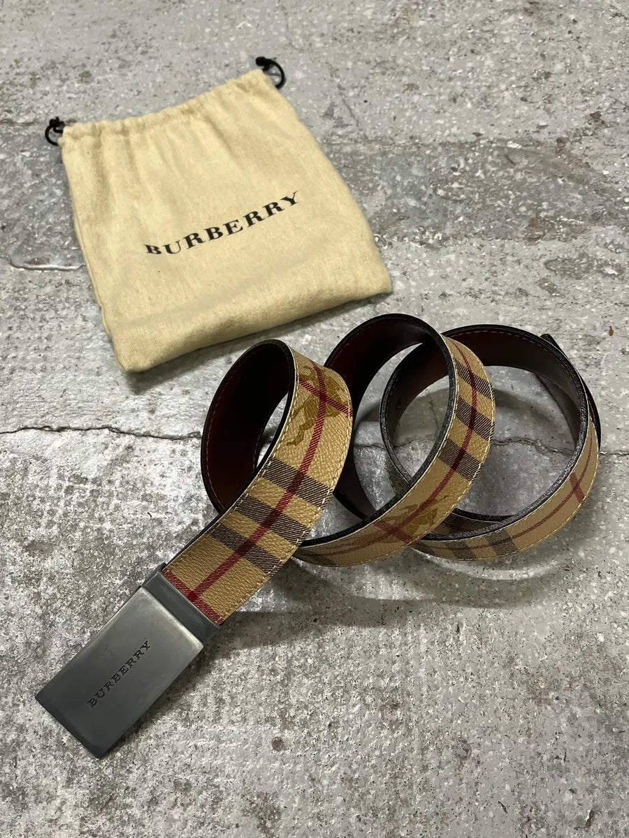 Burberry Tartan Monogram Beige Belt wWbwned 2