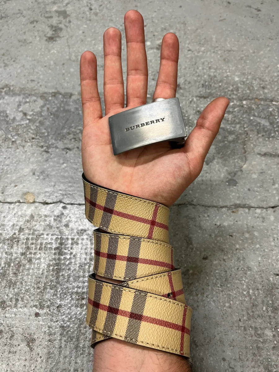 Burberry Tartan Monogram Beige Belt wWbwned 3