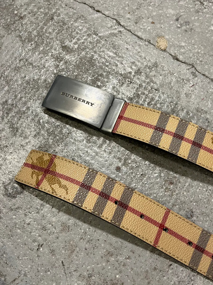Burberry Tartan Monogram Beige Belt wWbwned 4