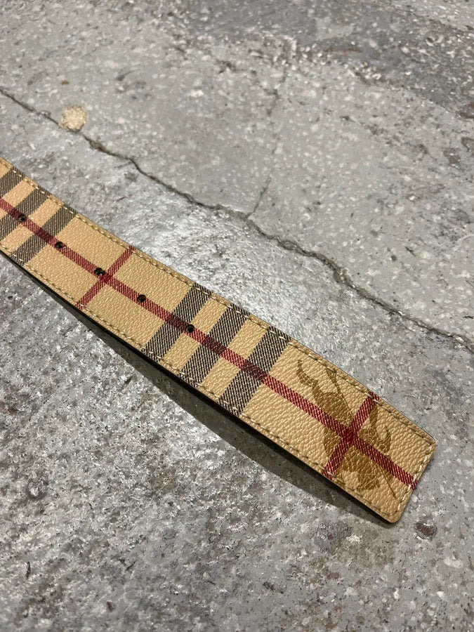 Burberry Tartan Monogram Beige Belt wWbwned 6