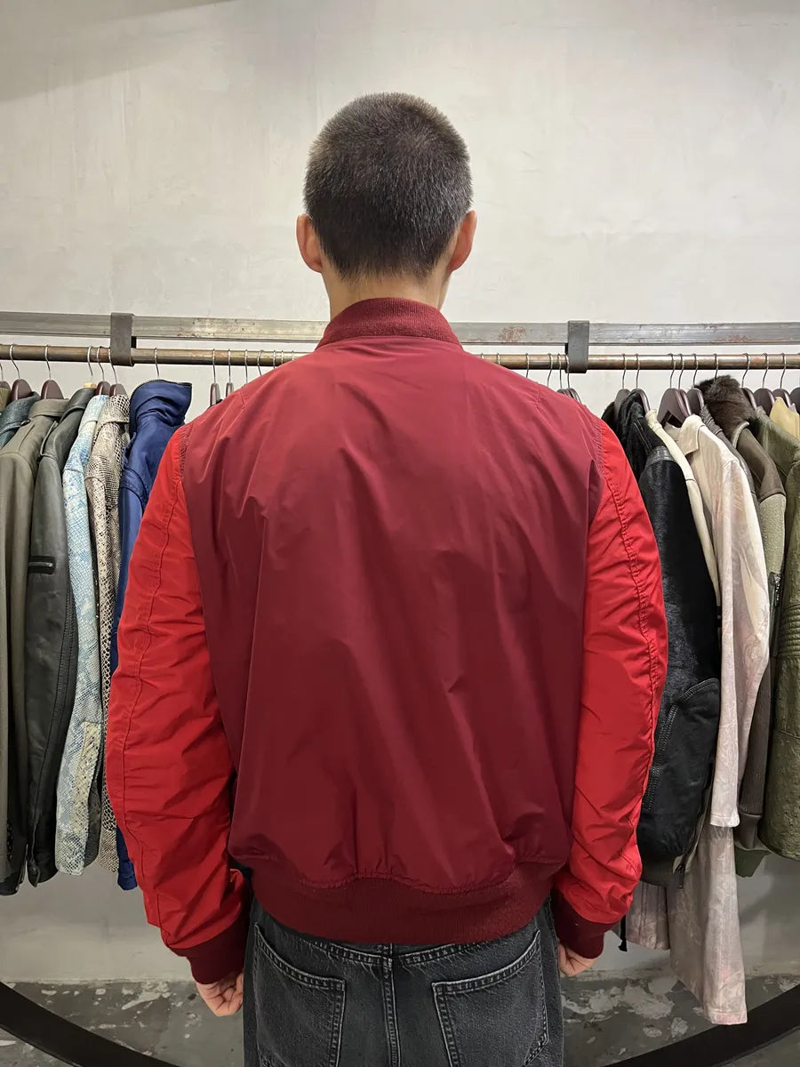 Burberry Two Tones Red Bordeaux Bomber Jacket IRTZbfc 2