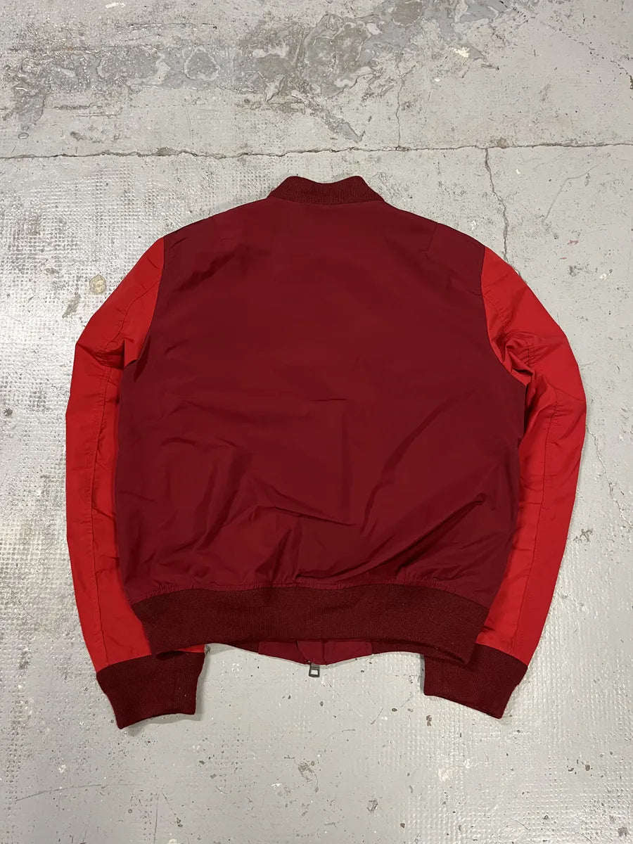 Burberry Two Tones Red Bordeaux Bomber Jacket IRTZbfc 3
