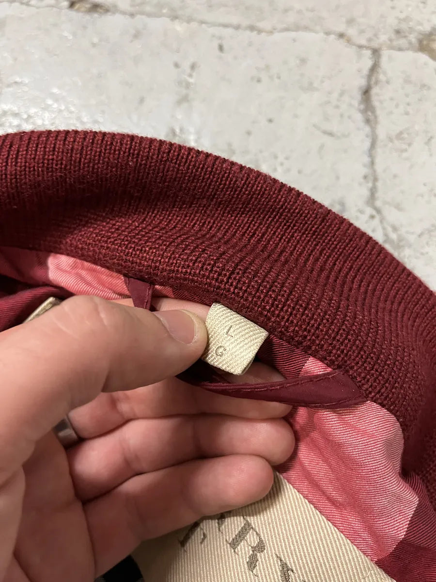 Burberry Two Tones Red Bordeaux Bomber Jacket IRTZbfc 6