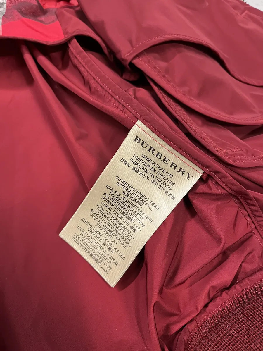 Burberry Two Tones Red Bordeaux Bomber Jacket IRTZbfc 8