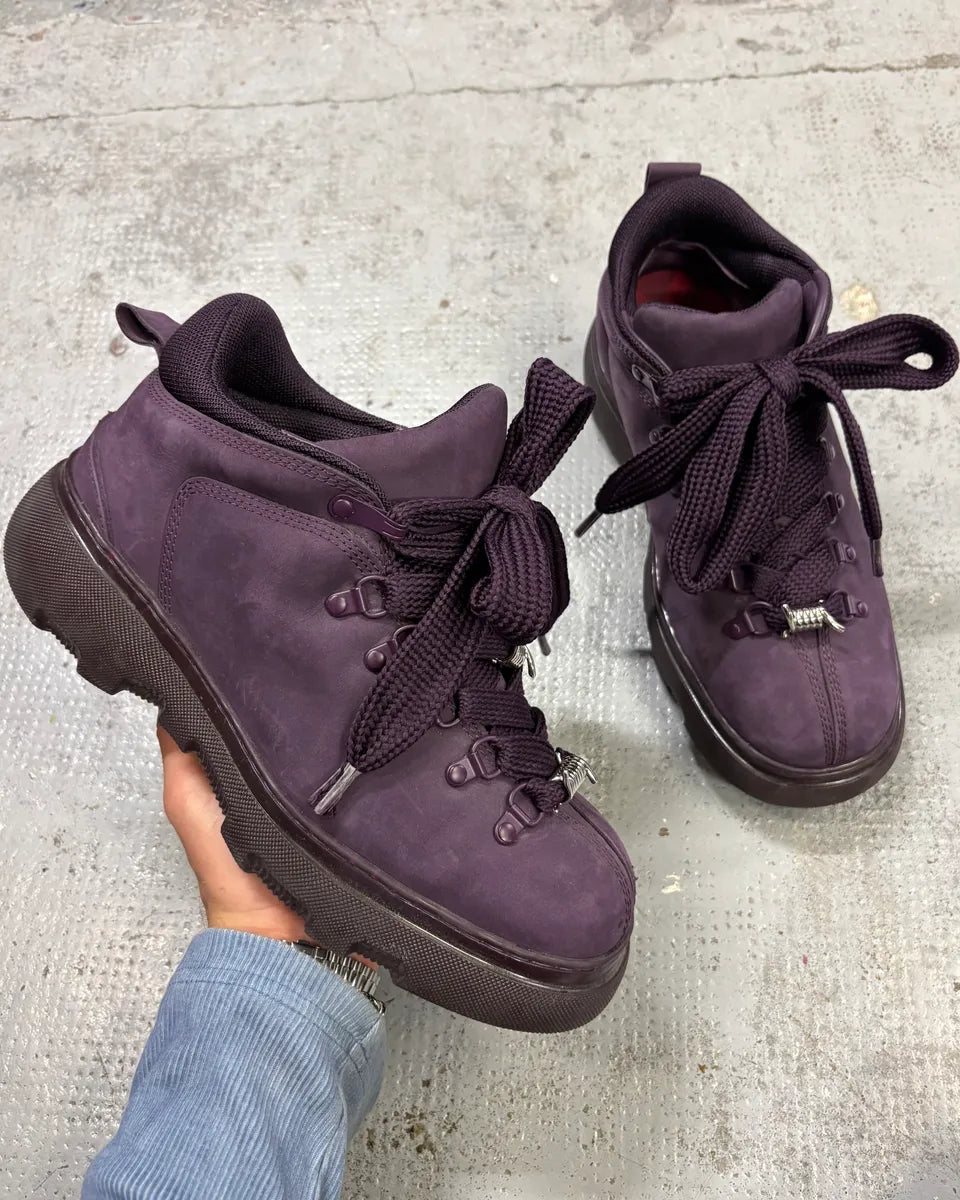 Burberry Purple Leather Extra Bubble Sneakers lacpUUv 0