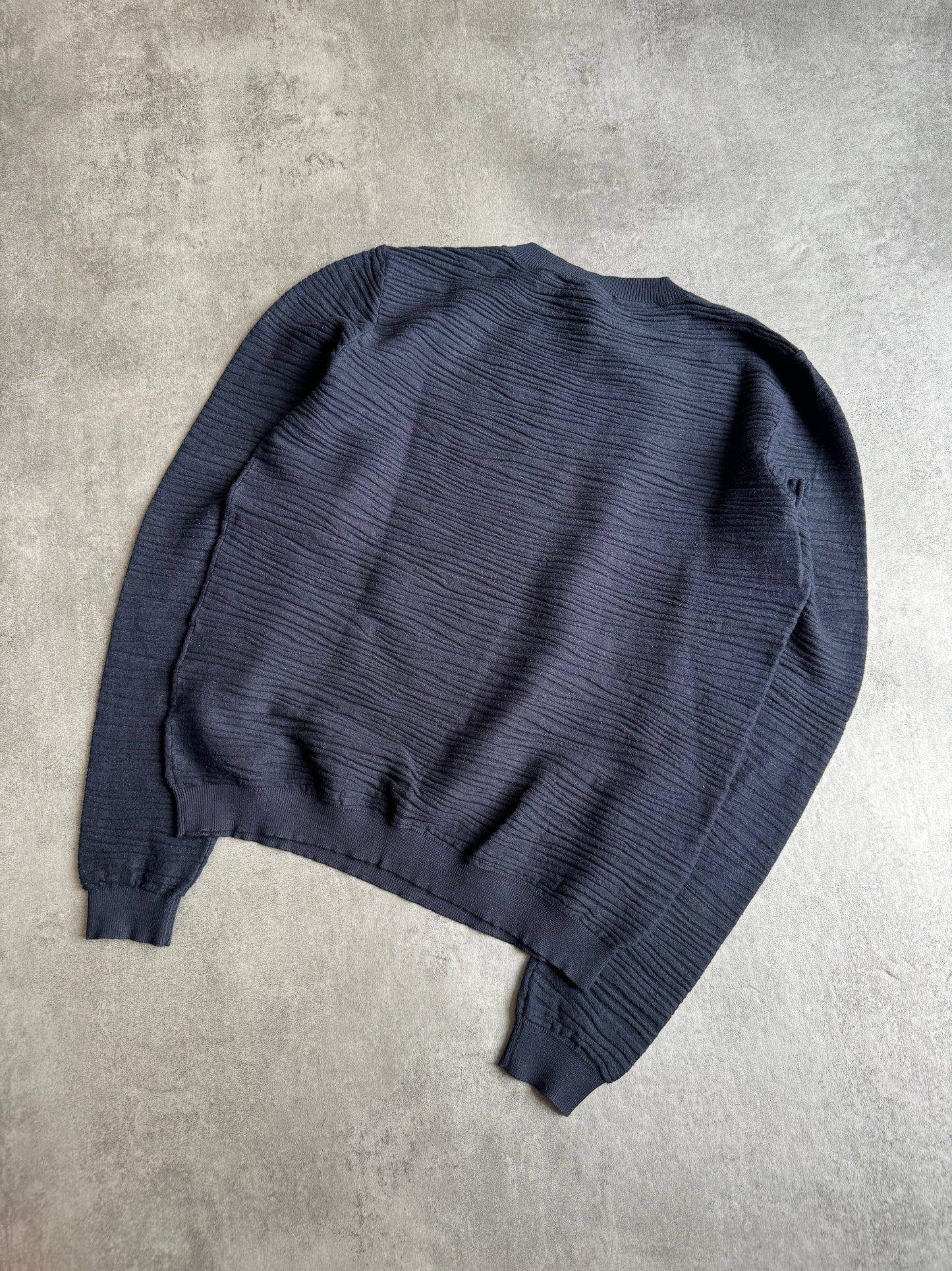 SS2020 Emporio Armani Plissed Navy Minimalist Sweater (XS/S) - 2