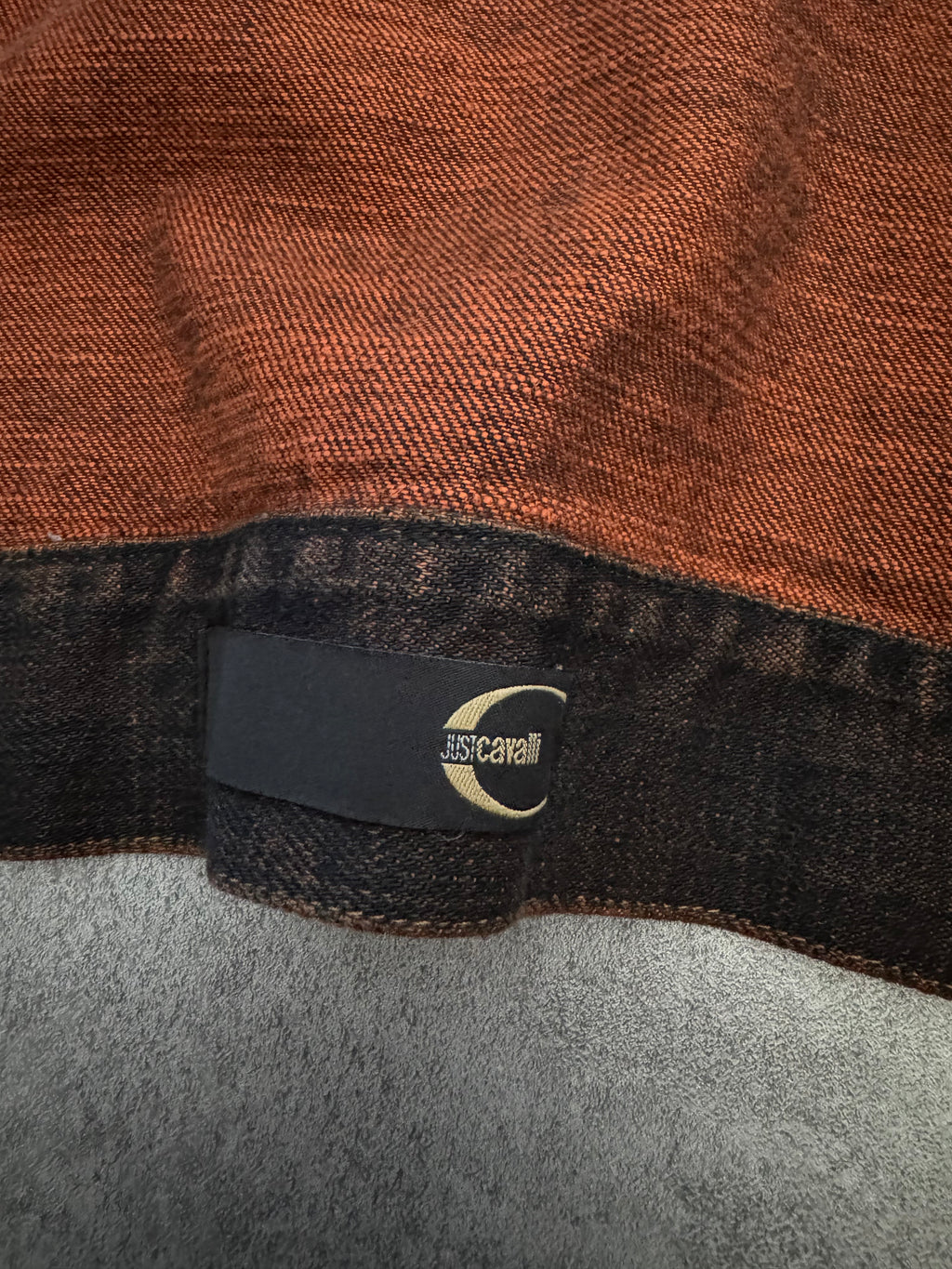 2000s Cavalli Eroded Twilight Denim Eroded Navy Orange Jacket  (L) - 5