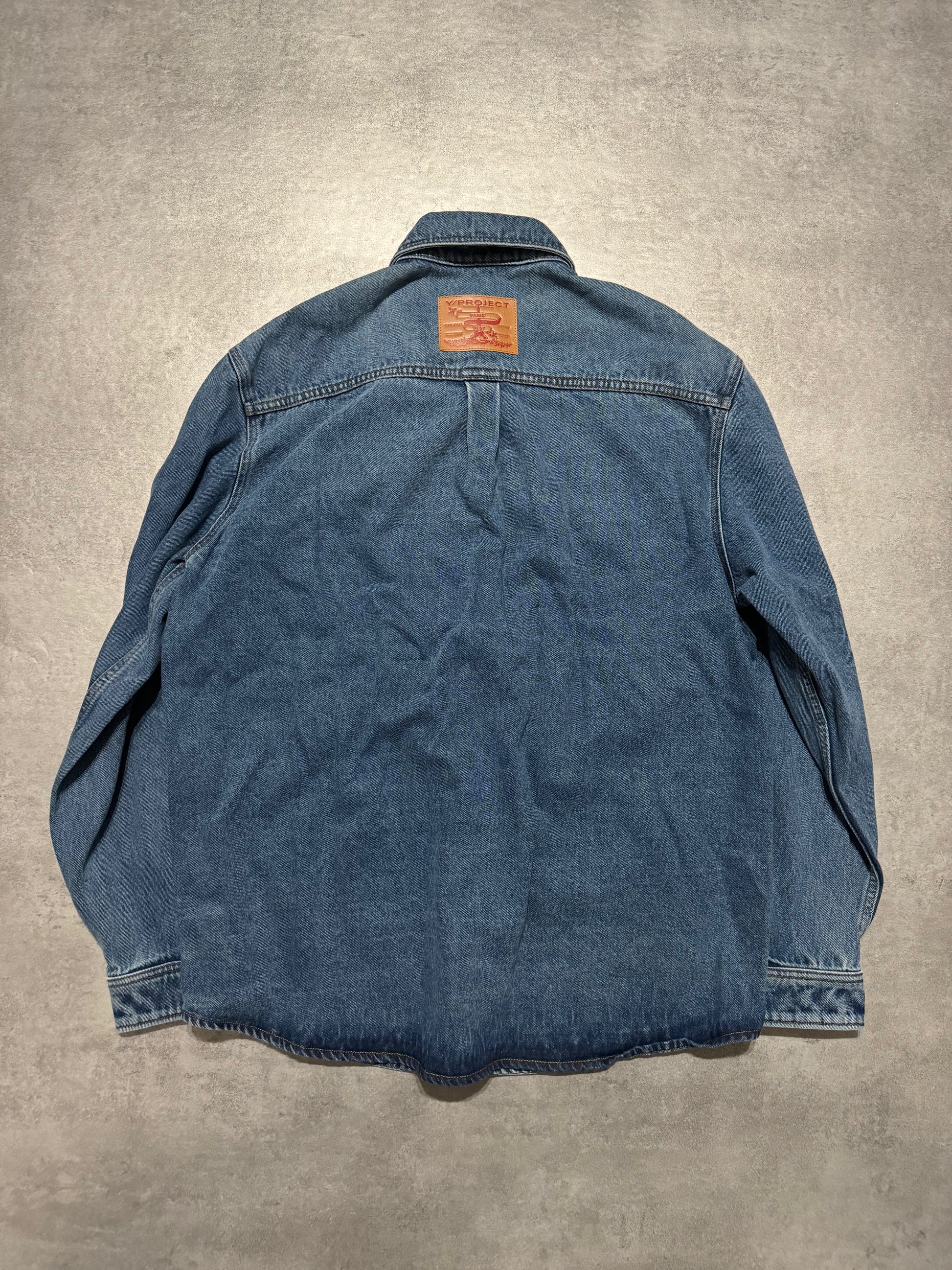 SS2024 Y/Project Blue Evergreen Panel Denim Shirt (M) - 3