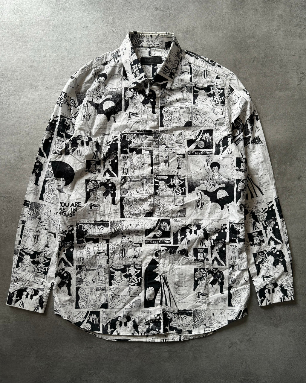 SS2019 Prada Black & White Comics Energy Shirt (S) - 1