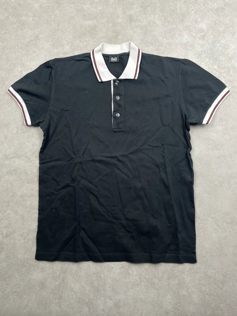 SS2011 Dolce & Gabbana Black Contrast Collar Stripe Polo byOeZDOw 2