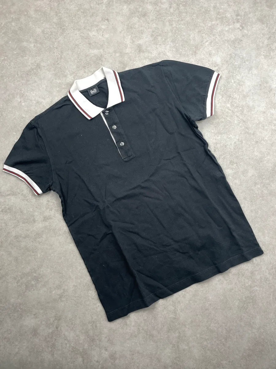 SS2011 Dolce & Gabbana Black Contrast Collar Stripe Polo byOeZDOw 3