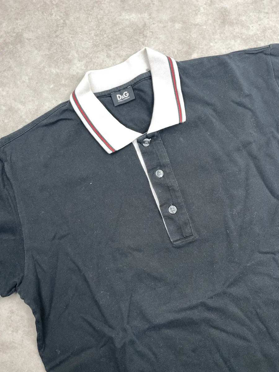 SS2011 Dolce & Gabbana Black Contrast Collar Stripe Polo byOeZDOw 5