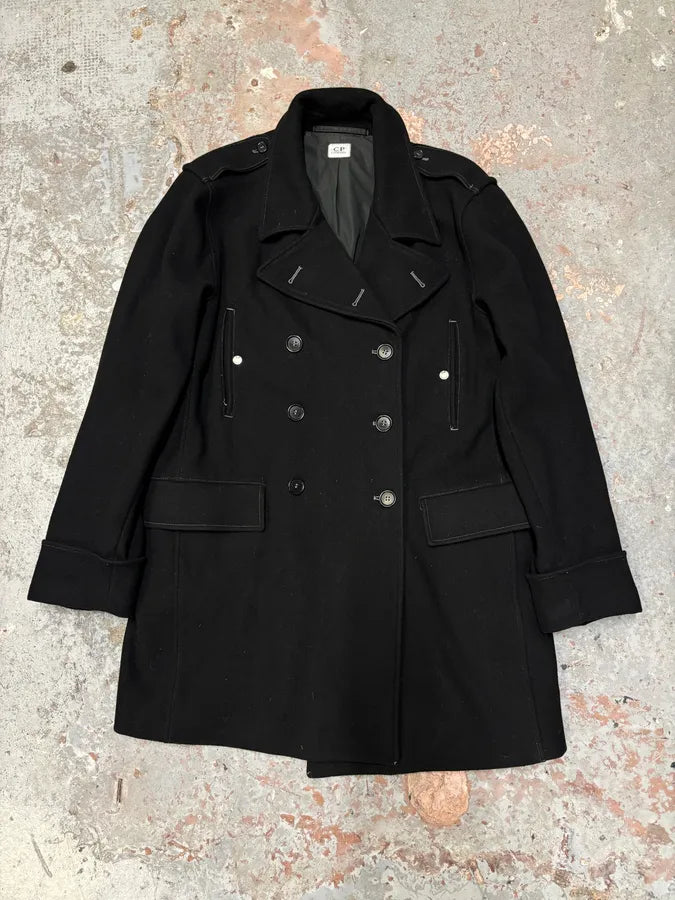 2000s C.P. Company Black Wool Double-Breasted Coat EqXzuRi 0