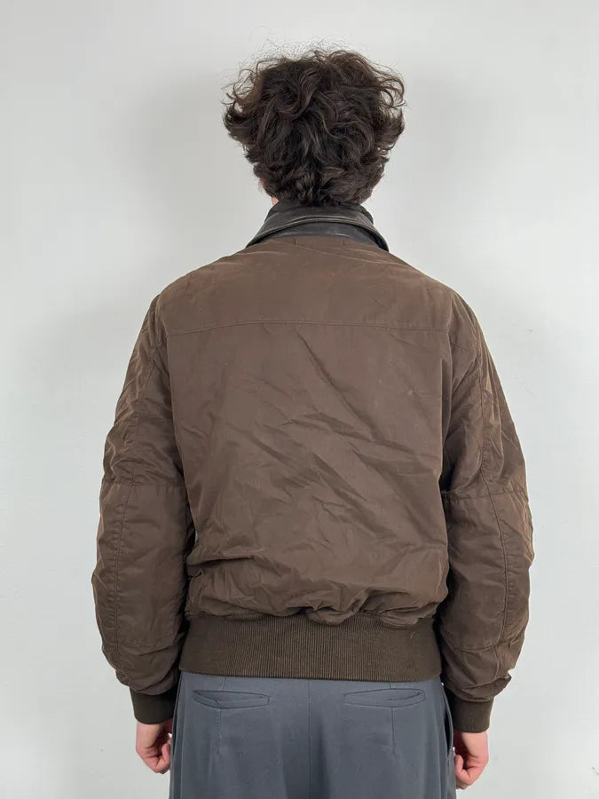 C.P. Company Hybrid Brown Leather Bomber Jacket  mpZDyNH 2