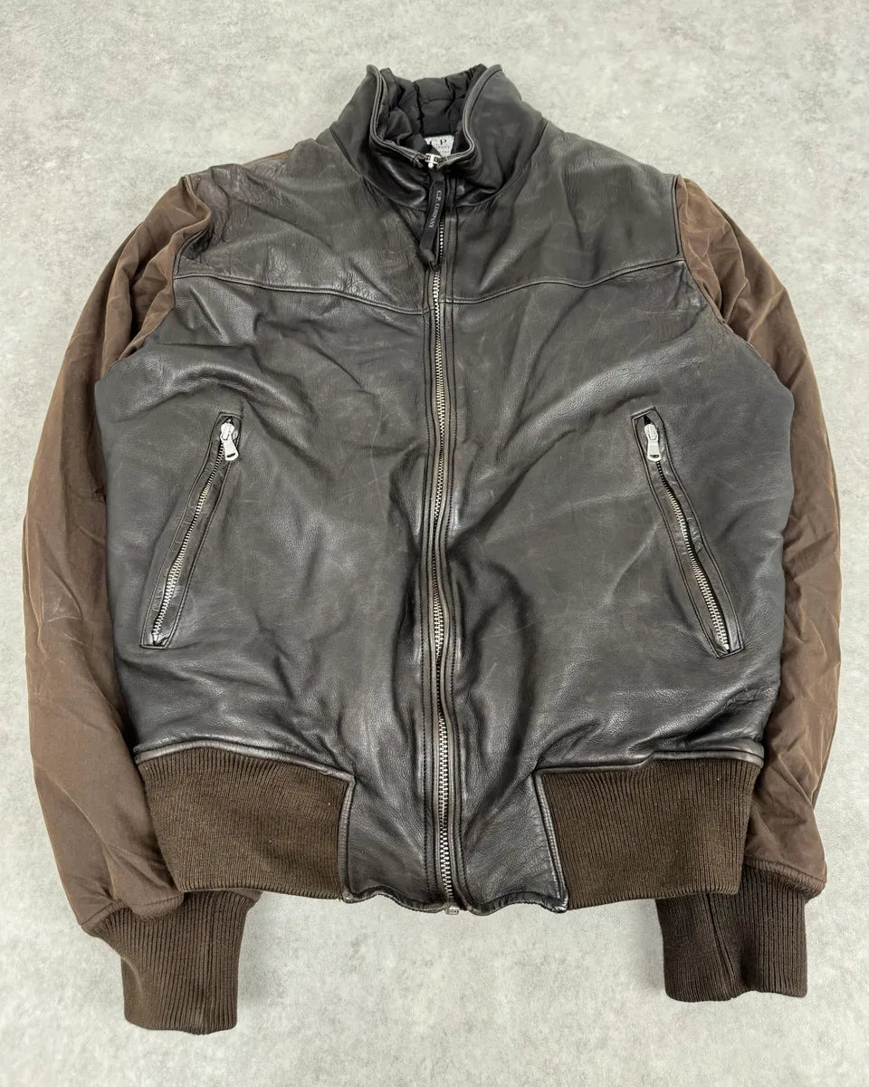 C.P. Company Hybrid Brown Leather Bomber Jacket  mpZDyNH 3