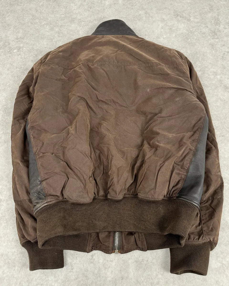 C.P. Company Hybrid Brown Leather Bomber Jacket  mpZDyNH 6