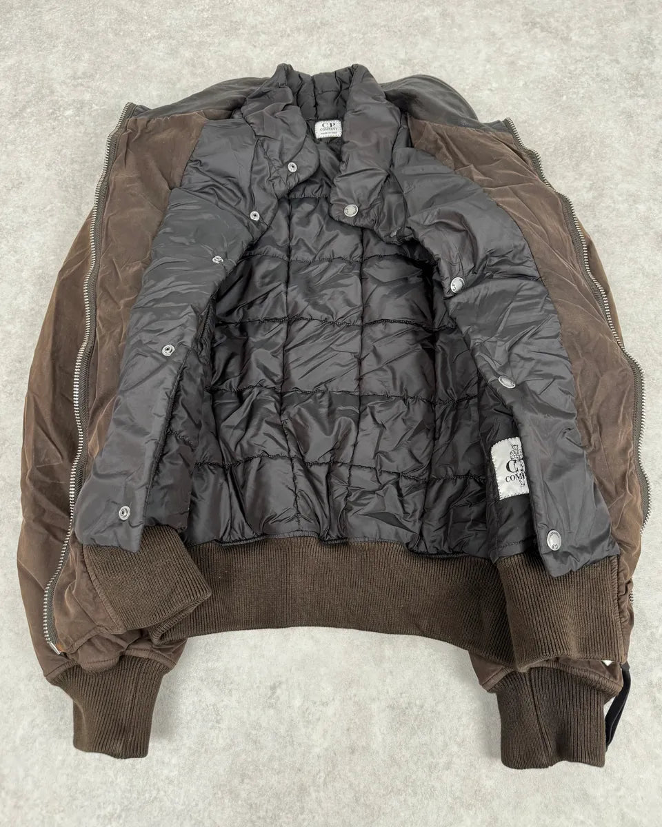 C.P. Company Hybrid Brown Leather Bomber Jacket  mpZDyNH 7