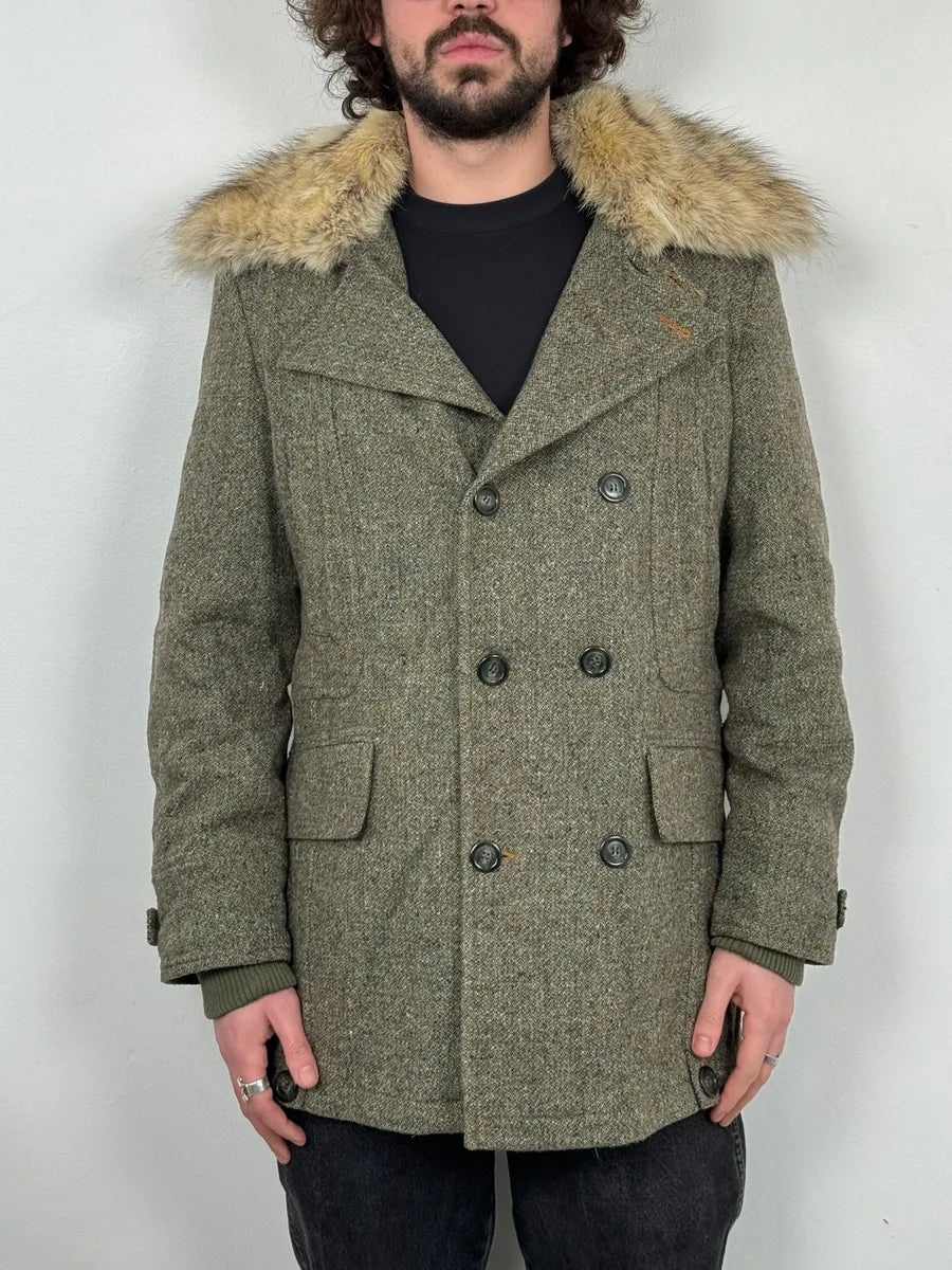 AW2008 Dolce & Gabbana Fur Collar Grey Wool Imperial Jacket EfvUgnu 1