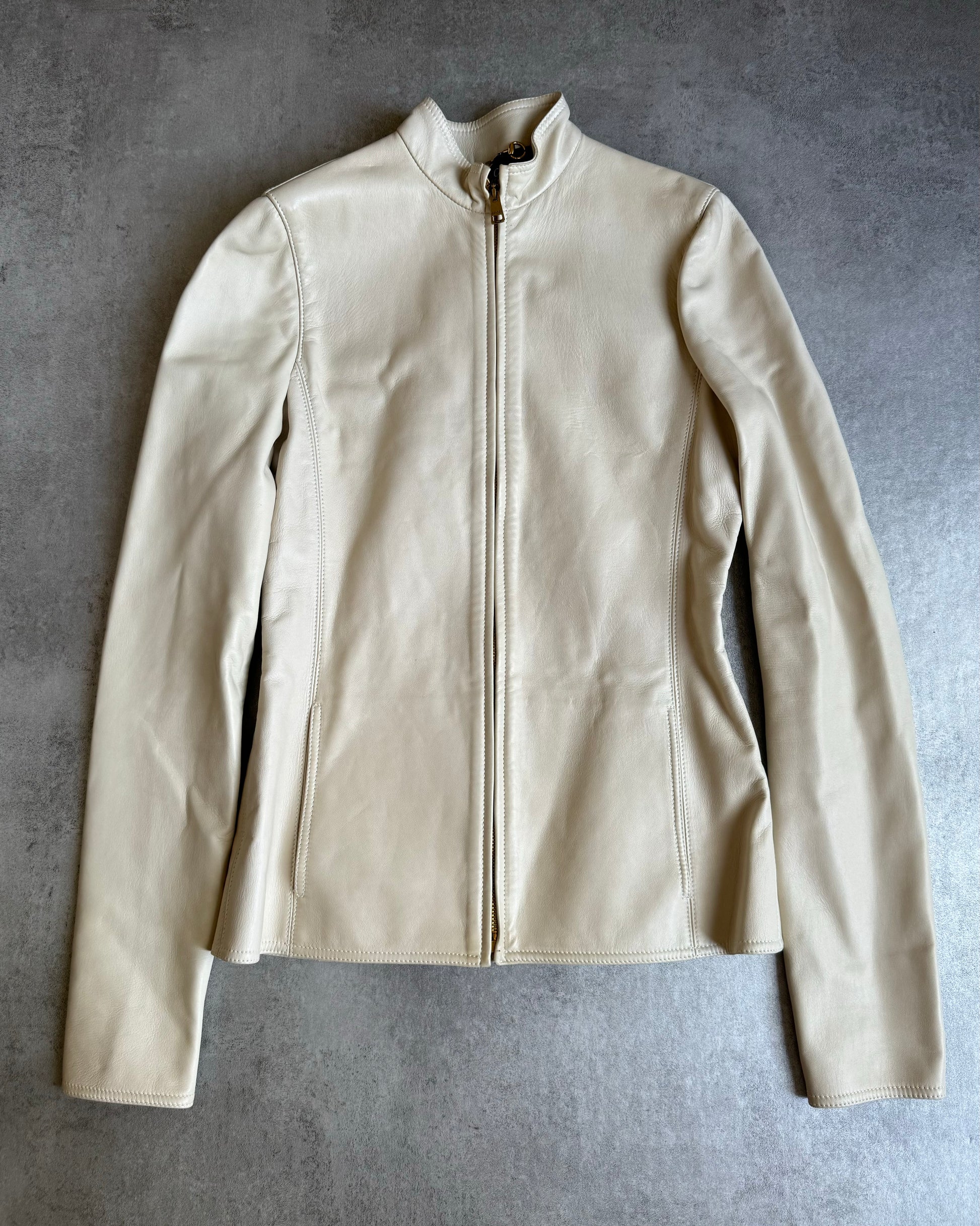 AW1998 Gucci Minimalistic Pure Creamy Leather Jacket by Tom Ford (XS) - 2