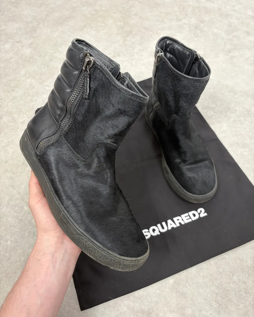 Moncler Signature Winter Black Pony Hair Leather Boots WcVAveQ 0