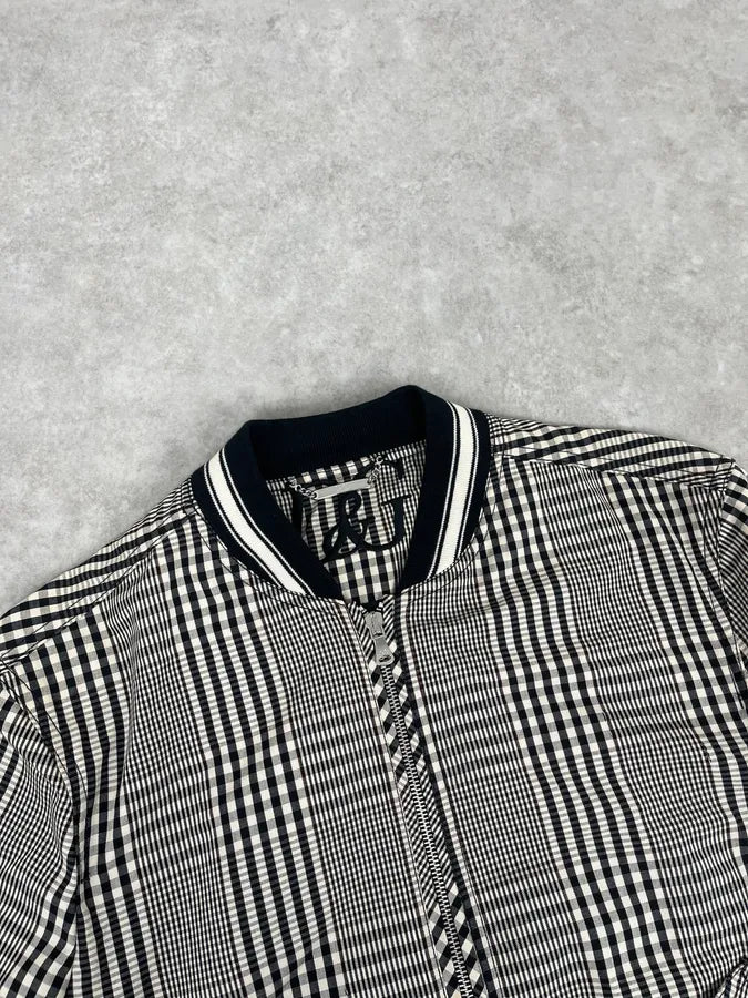 Dolce & Gabbana Black and White Checked Bomber Jacket YNOAWNu 4