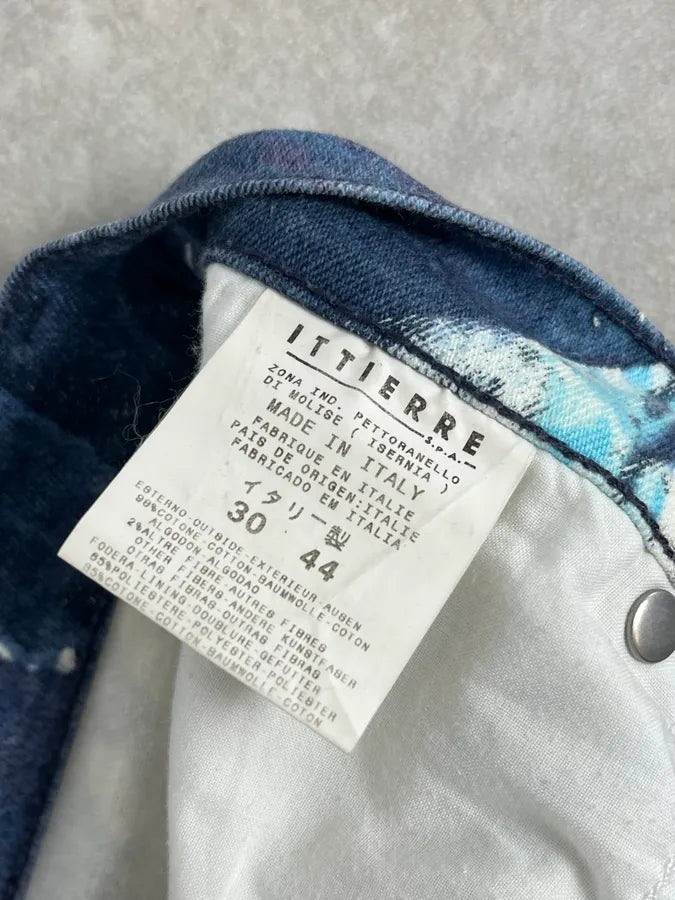 2000s Cavalli White Flowers Punk Navy Pants zIyetpK 9