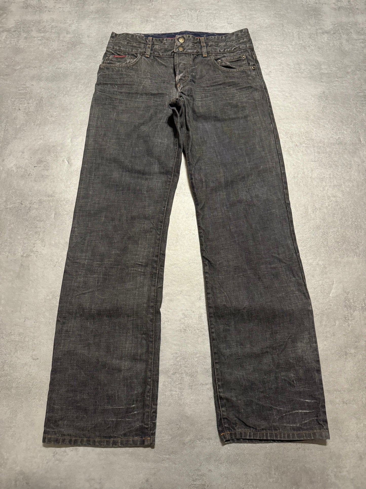 AW2003 Dolce & Gabbana Double Waisted Eroded Grey Denim Jeans (L) - 14