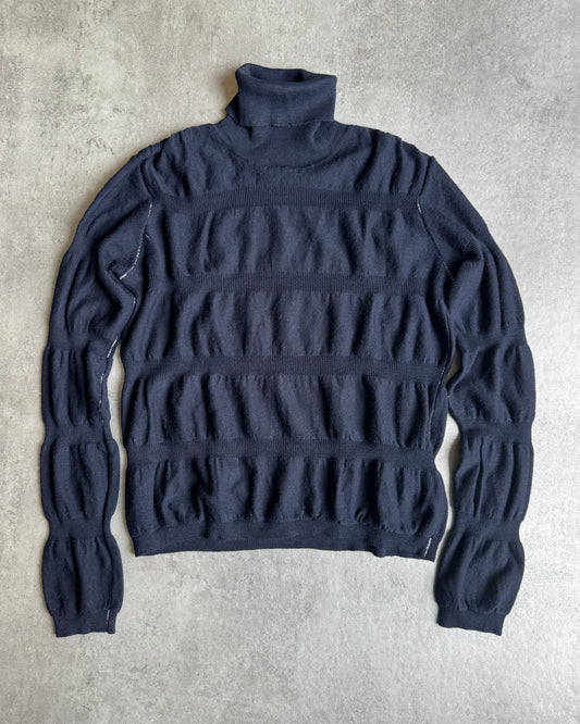 2000s Maison Martin Margiela Navy Wavy Turtleneck  (XS/S) - 2