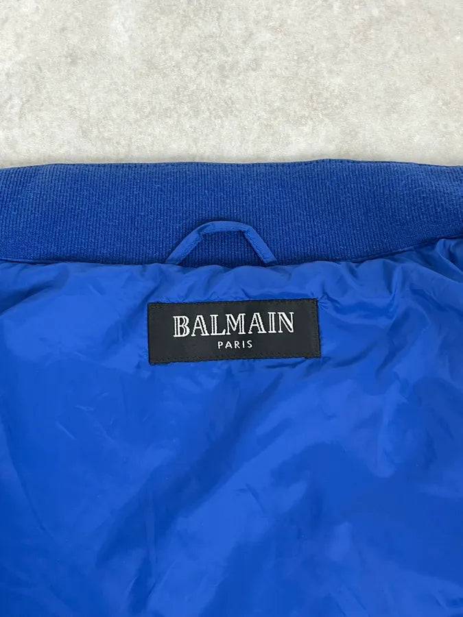 Balmain Blue Quilted Puffer Jacket with Detachable Sleeves TyYdDWZ 9