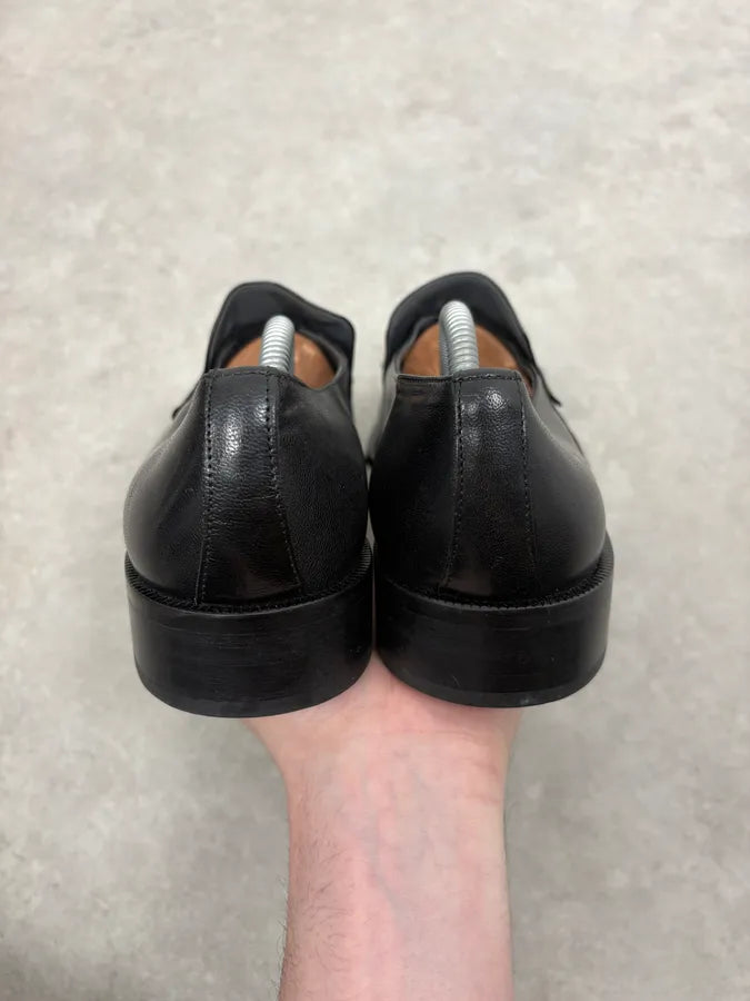 2000s Pierre Balmain Black Satin Leather Classy Loafers MgOgqRz 6
