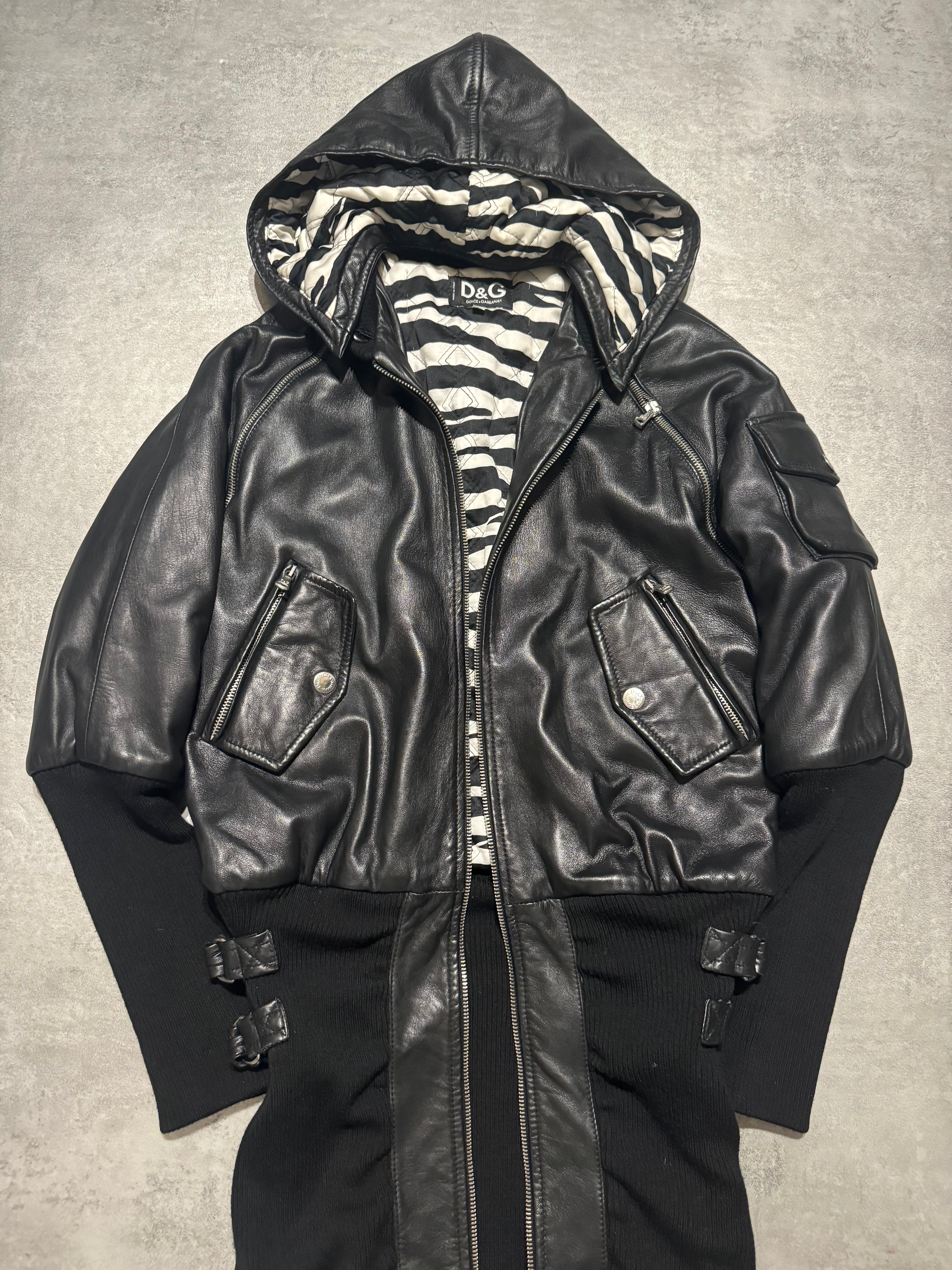 AW2003 Dolce & Gabbana Black Multi Zips Hooded Bondage Jacket   (XS/S) - 6