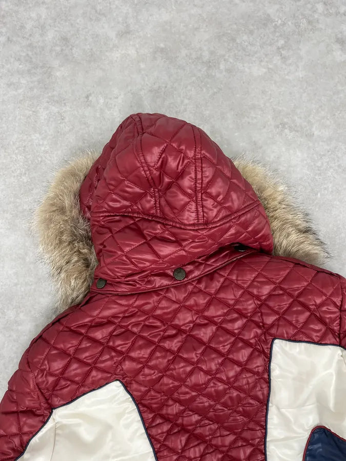 AW2008 Dolce & Gabbana White & Red British Fur Hooded Puffer Jacket jZwqQAM 7