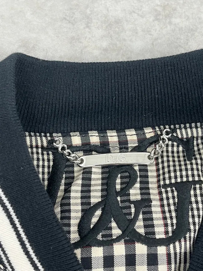Dolce & Gabbana Black and White Checked Bomber Jacket YNOAWNu 7