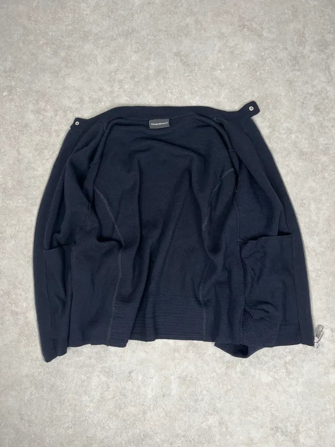 Emporio Armani Dark Navy Knit Zip Jacket TMeWEKO 7