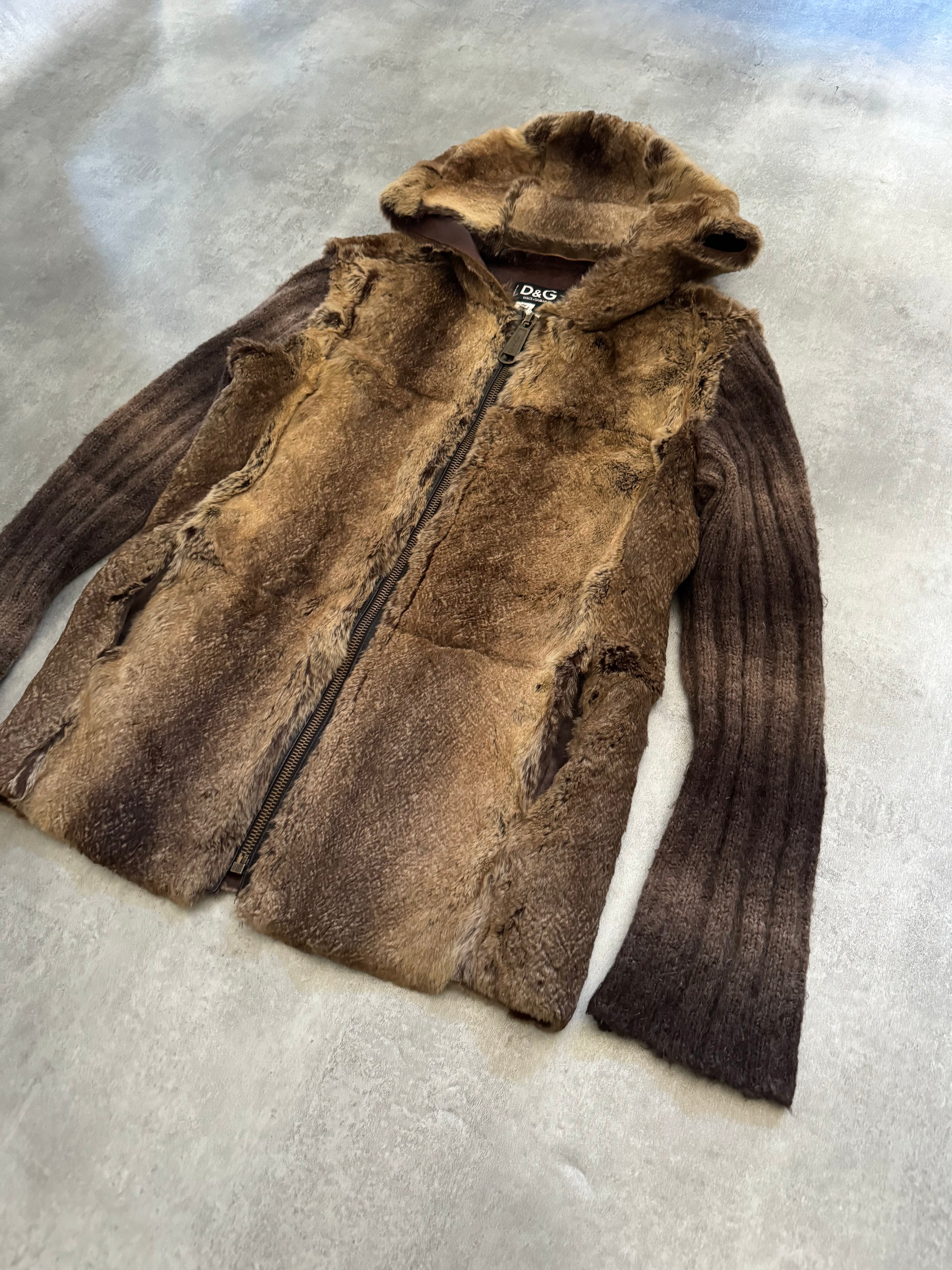 2000s Dolce & Gabbana Fur & Leather Brown Hybride Jacket  (M) - 8