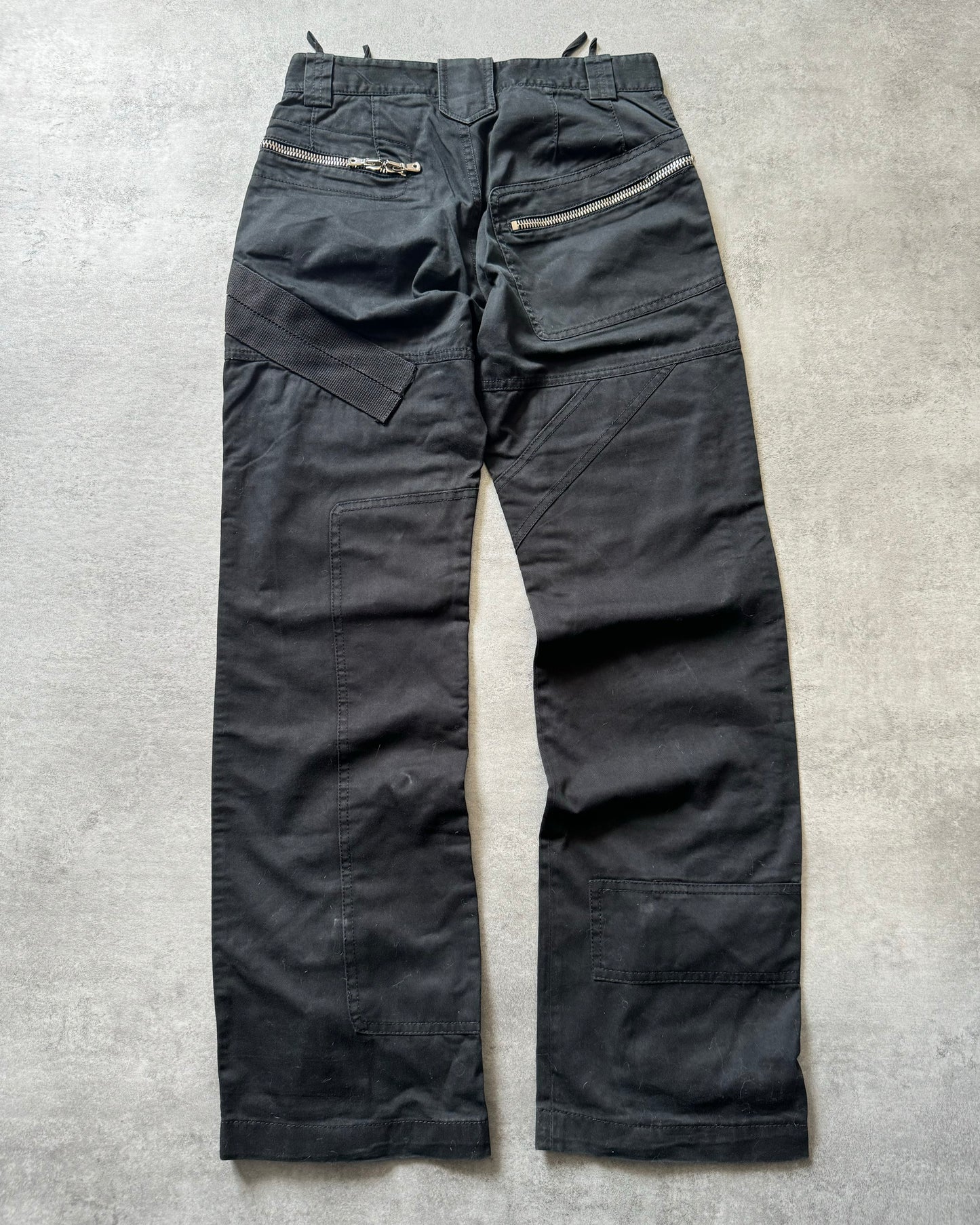 AW2002 Dolce & Gabbana Black Asymmetrical Multi Zips Cargo Pants (S) - 2