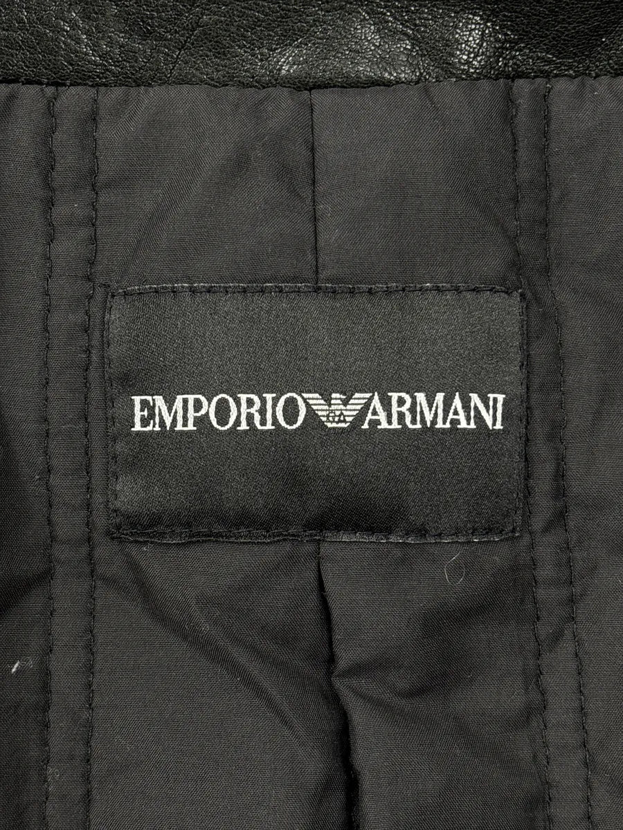 AW2007 Emporio Armani Black Leather Moto Zip-Up Leather Jacket cFcvdtJJ 11