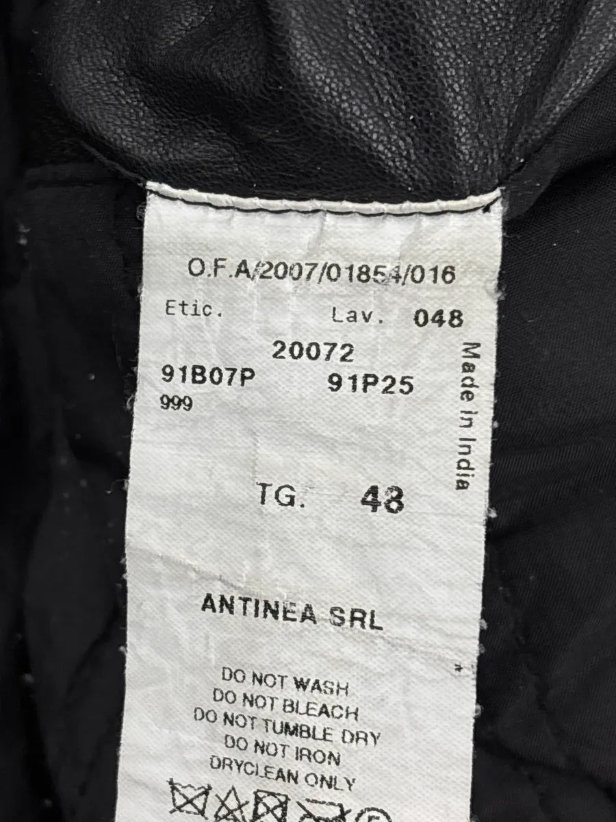 AW2007 Emporio Armani Black Leather Moto Zip-Up Leather Jacket cFcvdtJJ 12