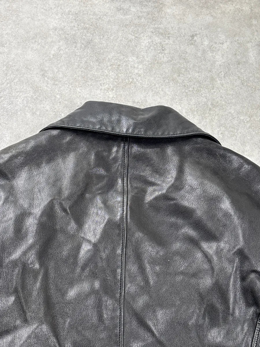 AW2007 Emporio Armani Black Leather Moto Zip-Up Leather Jacket cFcvdtJJ 8