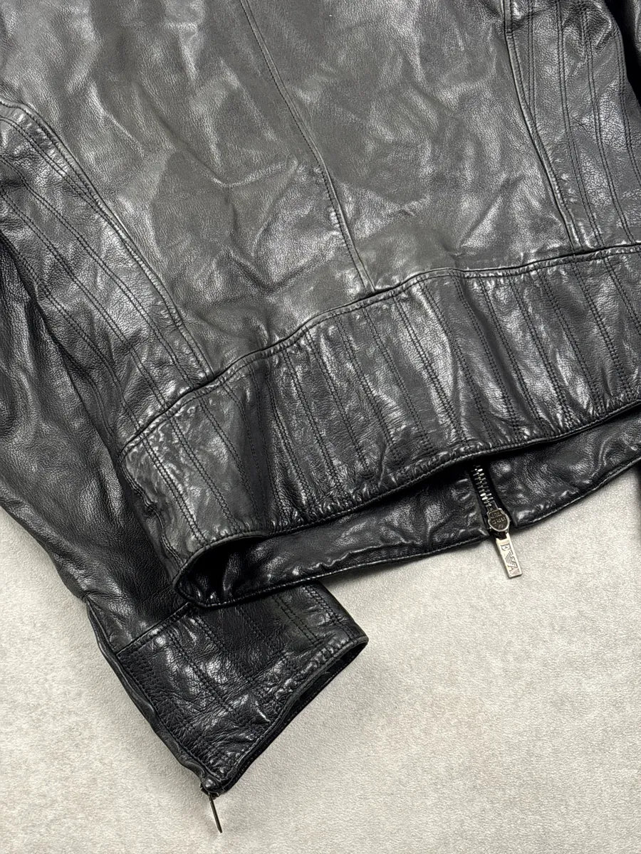 AW2007 Emporio Armani Black Leather Moto Zip-Up Leather Jacket cFcvdtJJ 9