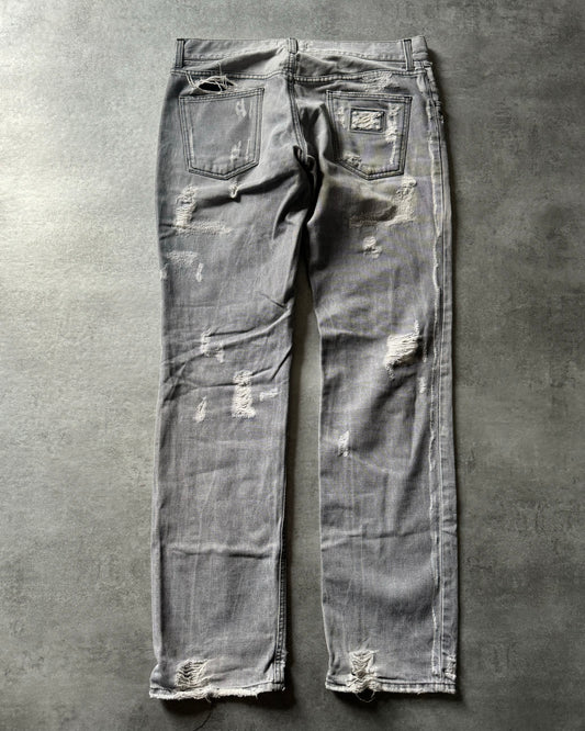 2000s Dolce & Gabbana Distressed Relaxed Grey Denim Jeans (L) - 1