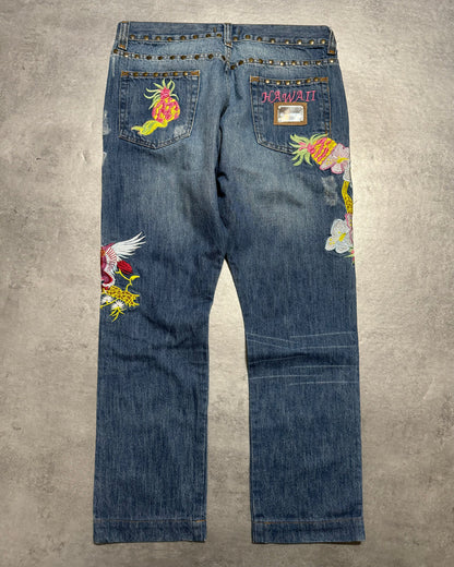 SS2006 Dolce & Gabbana Hawaii Embroidered Denim Jeans (M/L) - 2