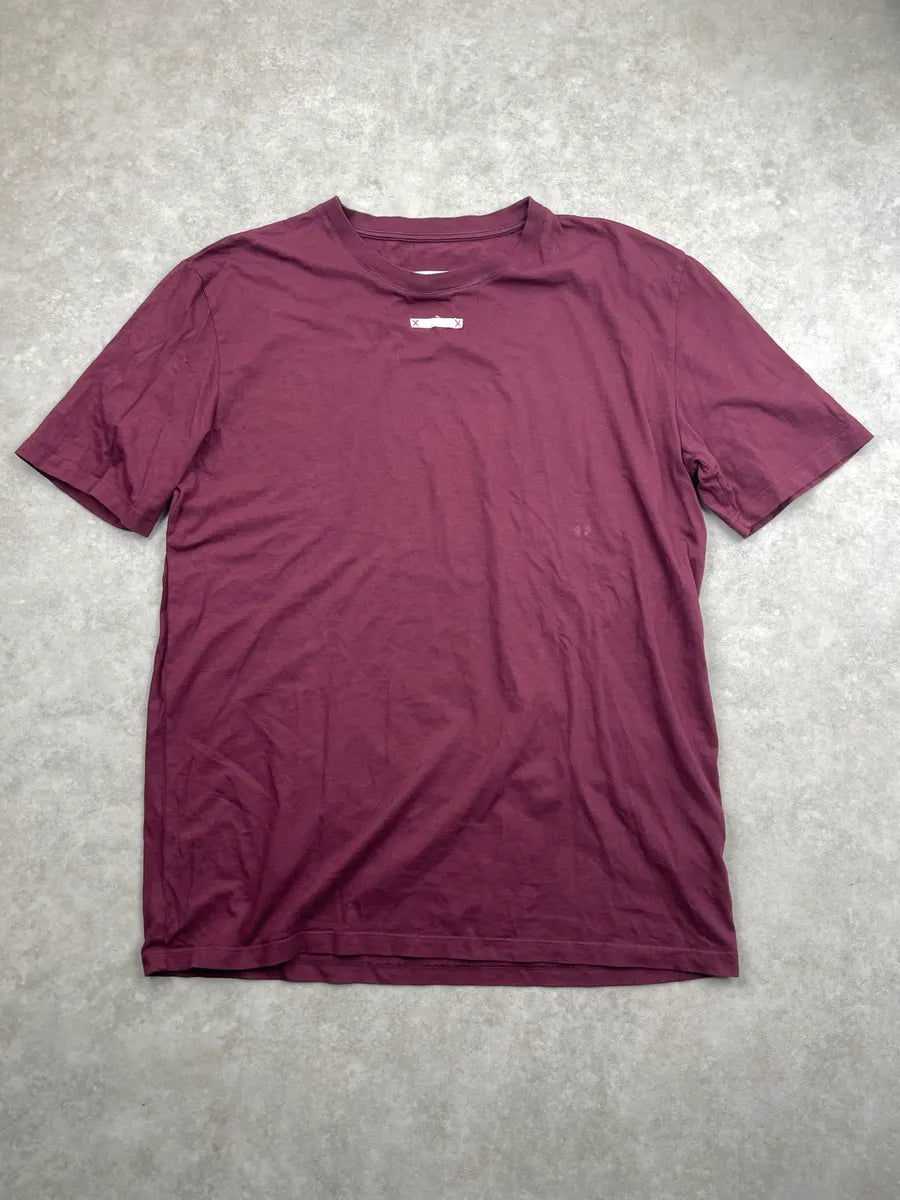 AW2021 Maison Margiela Burgundy Stitched Tab Four-Stitch T-Shirt cJyWPmQW 0